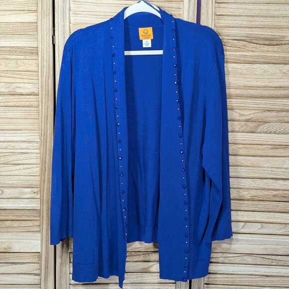 Ruby Rd. Open Front Cardigan w/ Stud Details Blue Size 3X - Picture 1 of 9